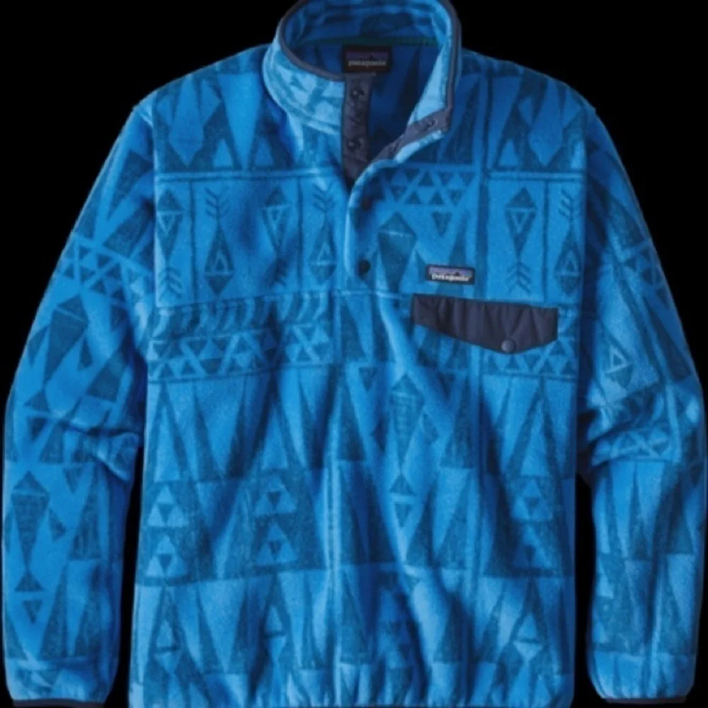 Patagonia Pullover Synchilla Snap-T Men’s Tribal Geo Big Radar Blue‎ XXS GUC